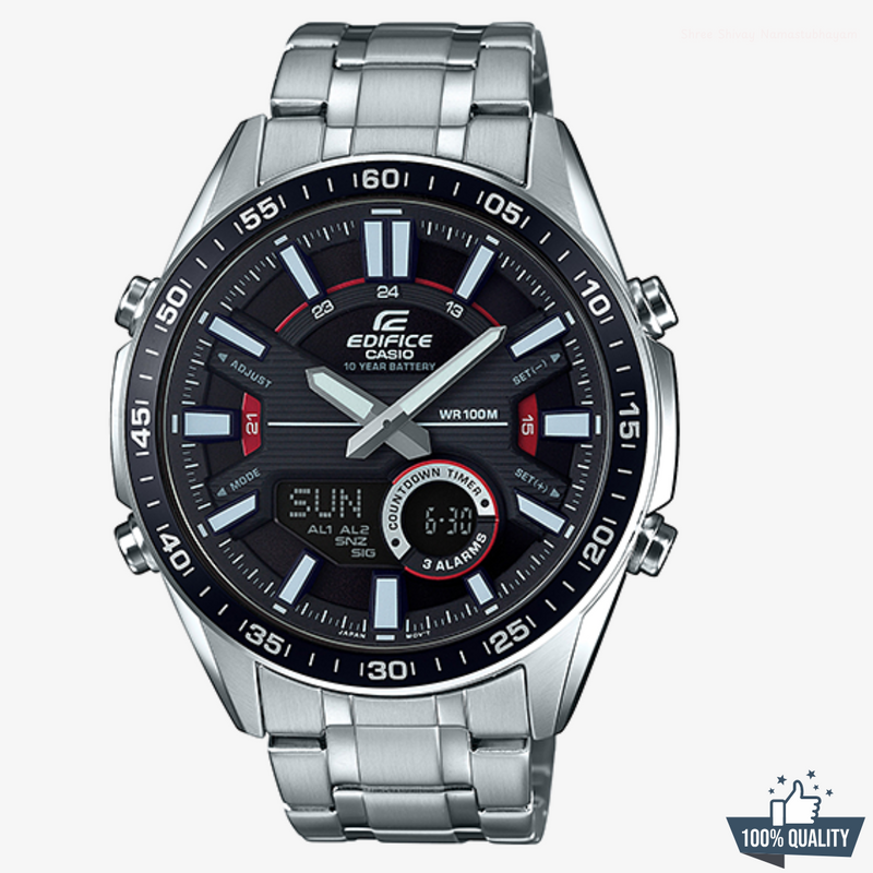 G-1A2110 Edifice Stainless Steal Black Dial.